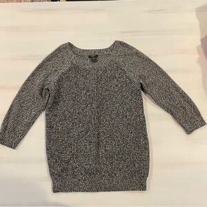 Ann Taylor Petite Gray White Marked Crew Neck Sweater Petite Small